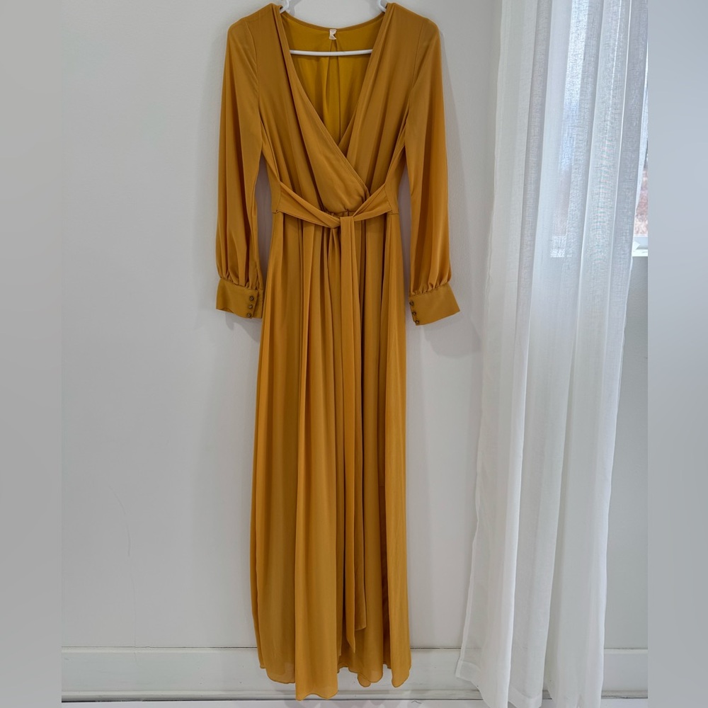Pinkblush Mustard Long Sleeve Maxi Dress